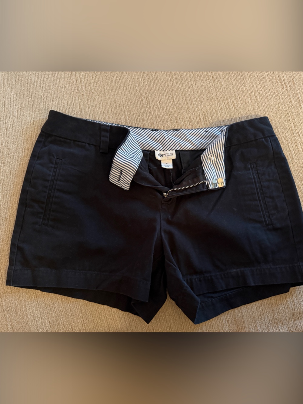 Slim Black Flat-Front Women’s Shorts by Stylus